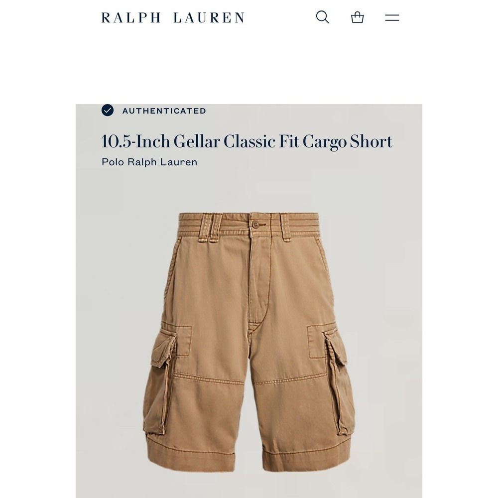 Polo Ralph Lauren Shorts 42 Tan Khaki Beige Cargo Pockets Heavyweight - Picture 8 of 10